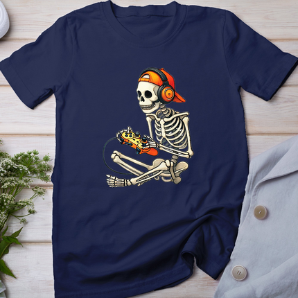 Halloween Skeleton Gamer Video Gaming Boys Men Kids Tees T-Shirt