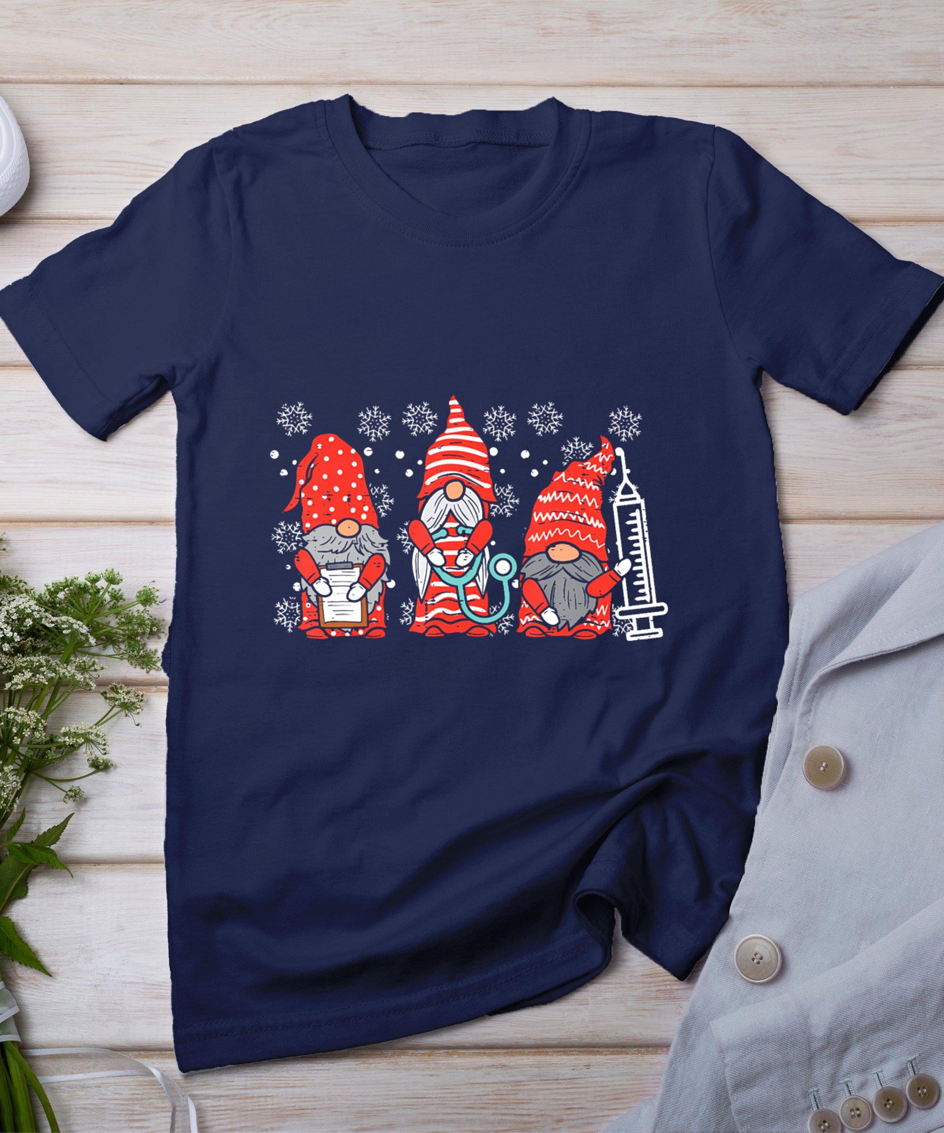 Nurse Christmas Gnomes Cute Xmas Scrub Top For Nurses Women T-Shirt