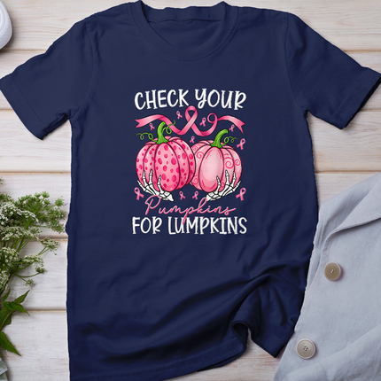 Check Your Pumpkins for Lumpkins Breast Cancer Awareness T-Shirt
