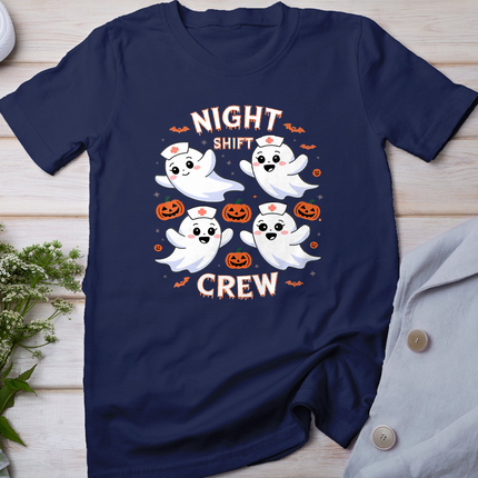 Night Shift Crew Funny Halloween Nursing Ghost Spooky Nurse T-Shirt