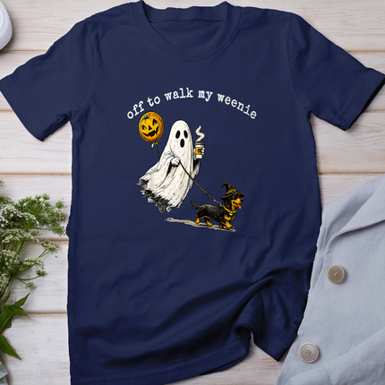 Funny Vintage 90s Off to Walk My Weenie Dachshund Dog Lovers T-Shirt