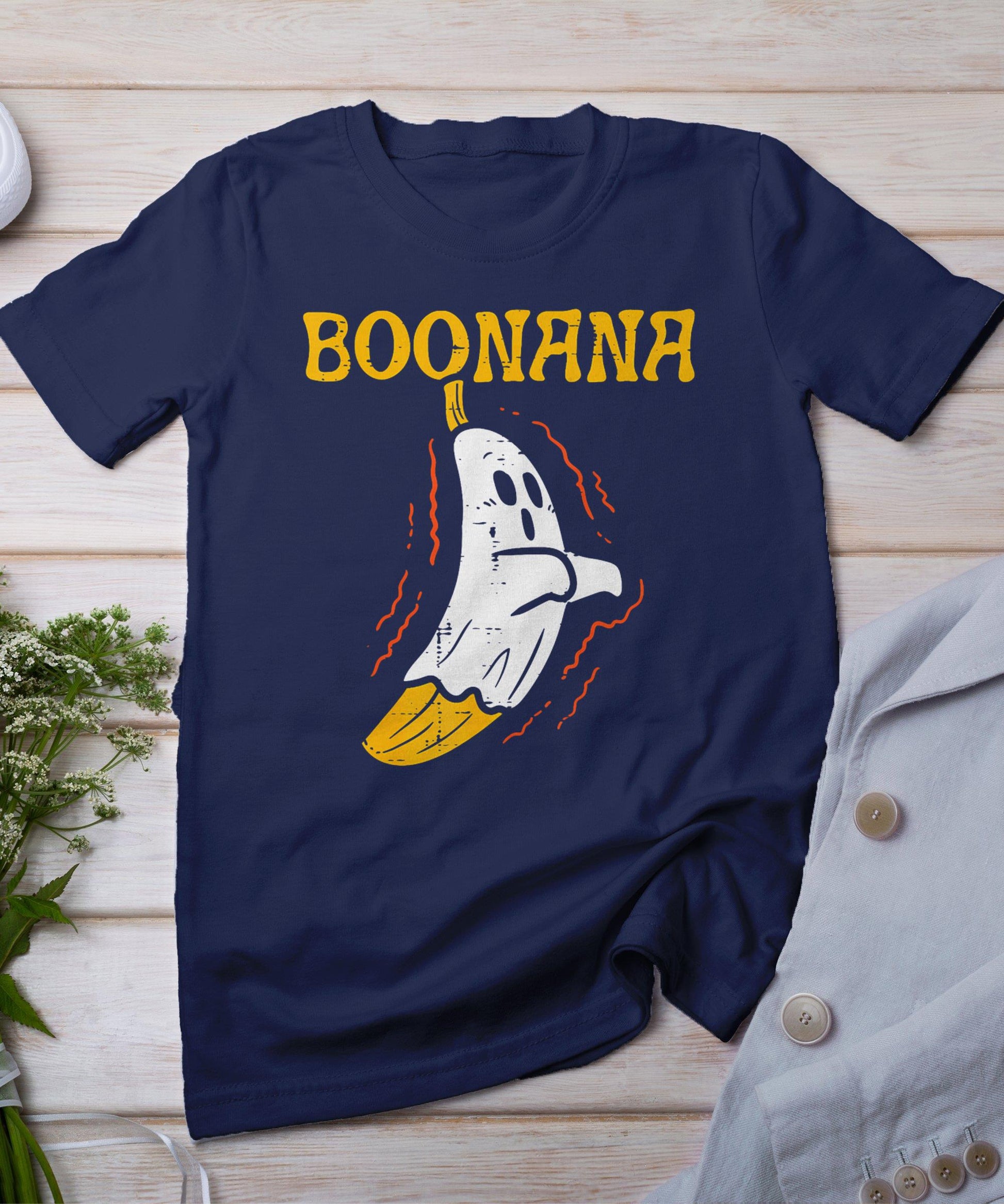 Boonana Cute Ghost Banana Halloween Men Women Kids T-Shirt