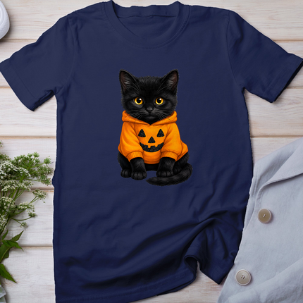 Cute Black Cat In Pumpkin Halloween T-Shirt