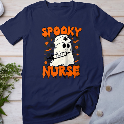 Groovy Spooky Nurse Retro Halloween Nurse Fall Scrub Funny Halloween T-Shirt