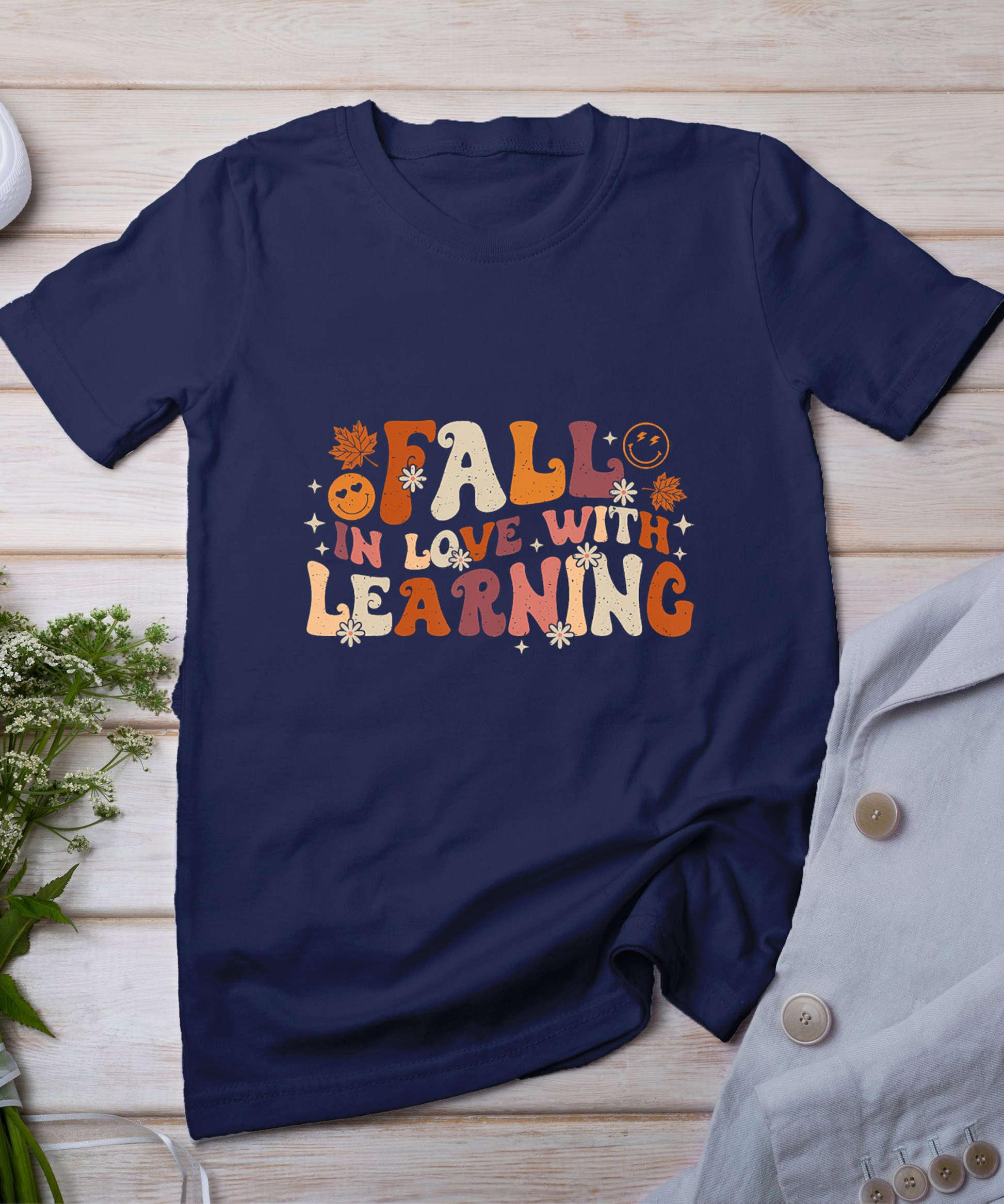 Fall In Love With Learning Autum Thanksgiving Teacher Kids T-Shirt