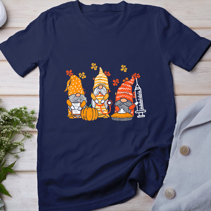 Thanksgiving Nurse Gnomes Fall Scrub Top Autumn Rn Women T-Shirt