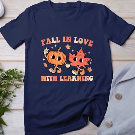 Fall In Love With Learning Fall Teacher Thanksgiving Retro T-Shirt