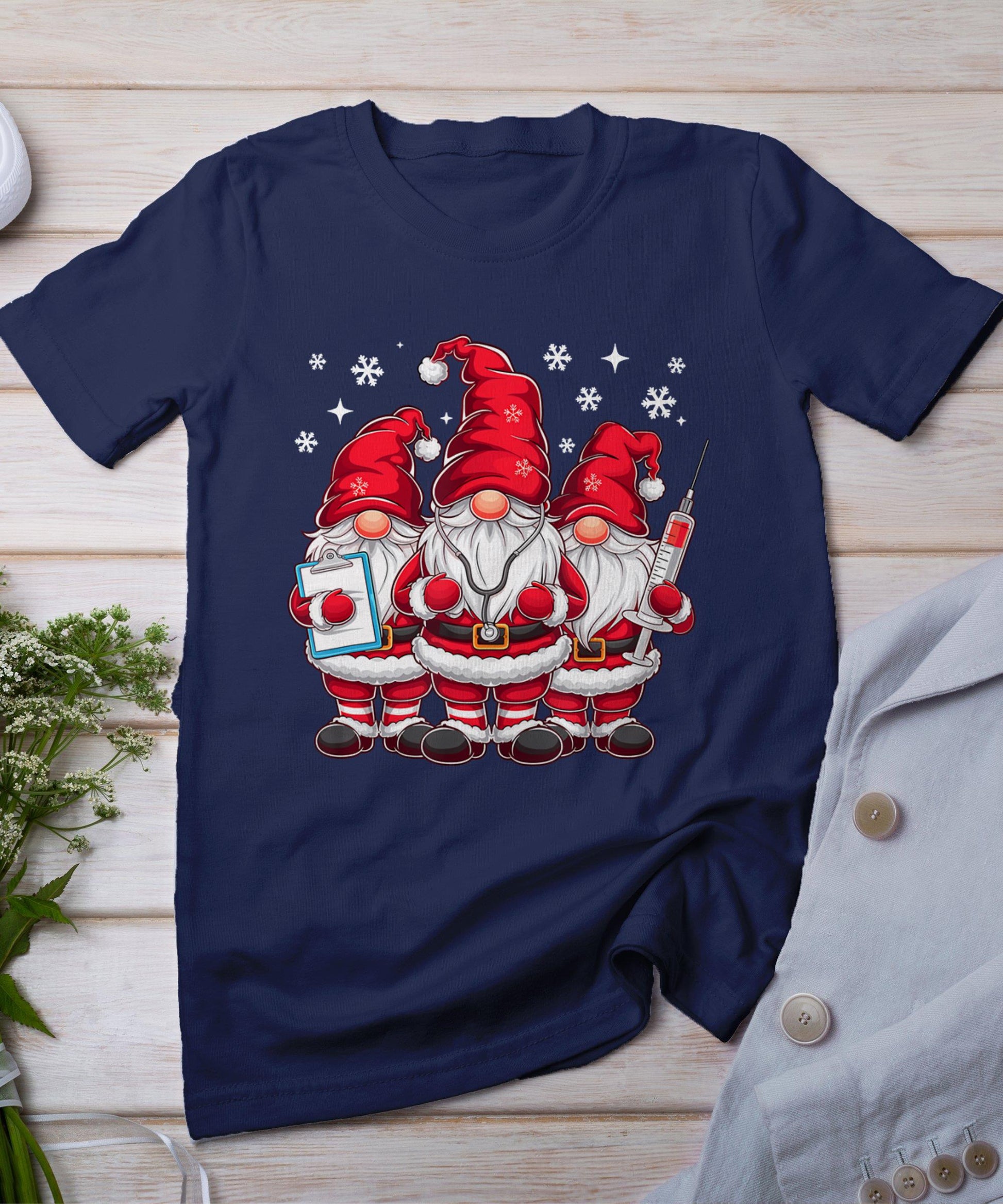 Cute Nursing Christmas Gnomes Xmas Medical Scrub Top Nurse T-Shirt