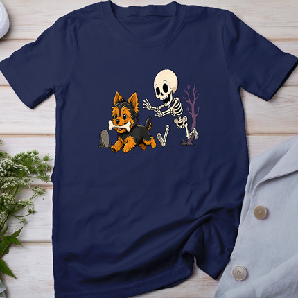 Funny Yorkie Skeleton and Halloween T-Shirt