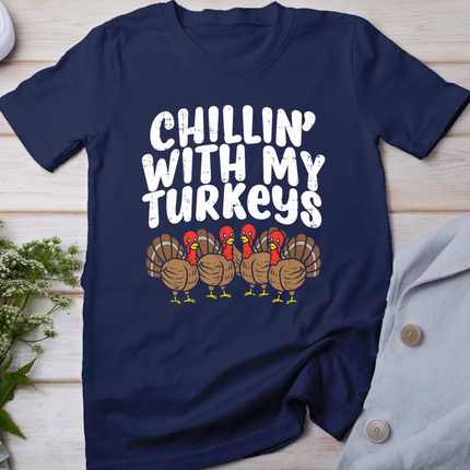 Chillin With My Turkeys Thanksgiving Family Boys Kids Gift T-Shirt