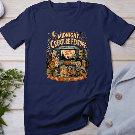 Retro 90s Vampire Frankenstein Midnight Creature Feature T-Shirt