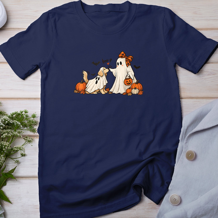Boo-P Ghost Dog Cute Halloween Retro Spooky Dog Lover T-Shirt