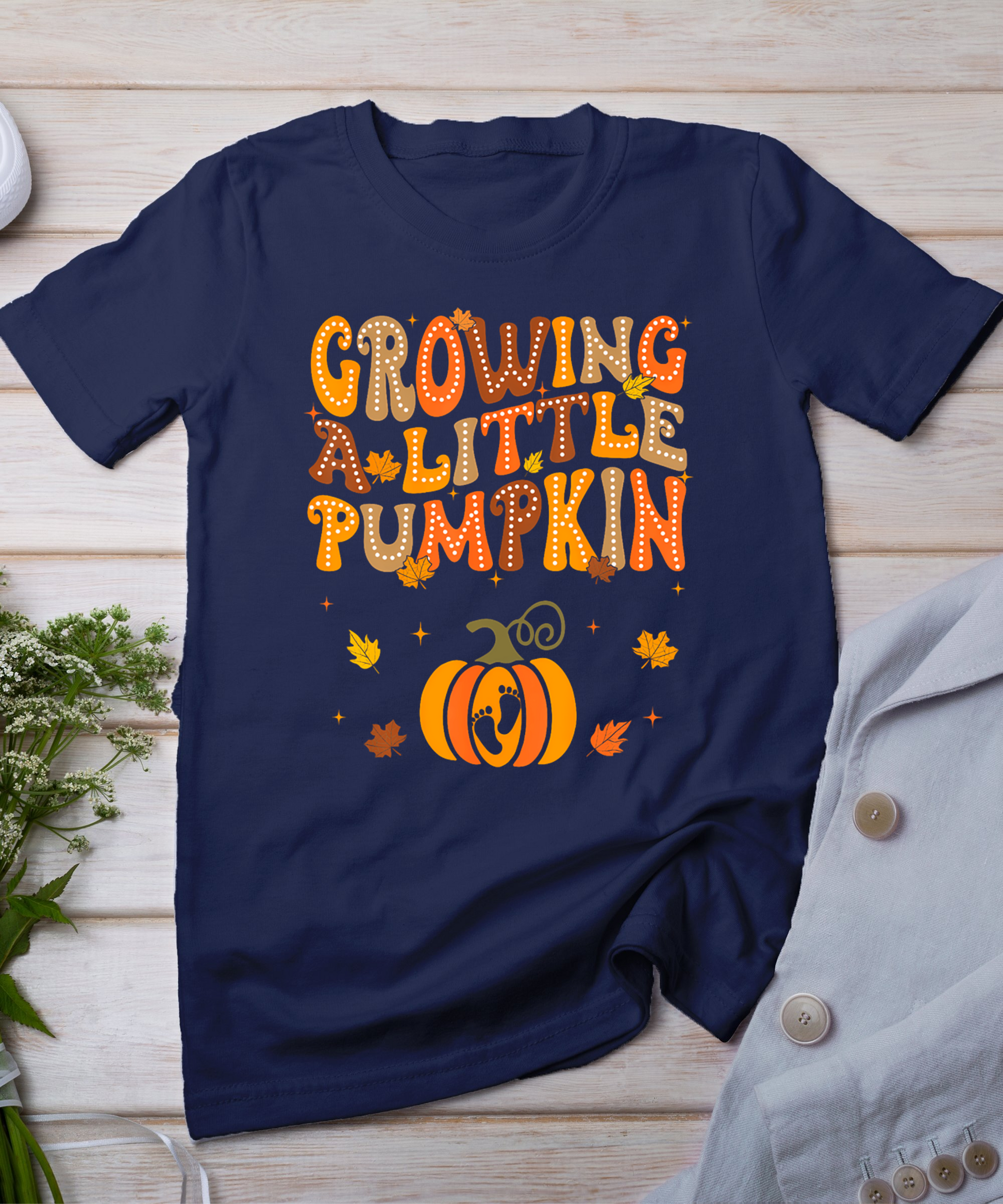 Vintage Growing A Little Pumpkin Thanksgiving Pregnancy T-Shirt