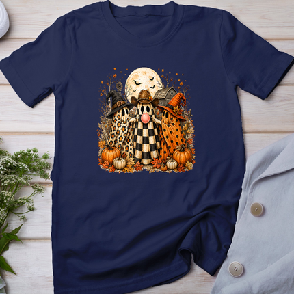 Halloween Ghost Popping Bubble Leopard Plaid Fall Pumpkin T-Shirt