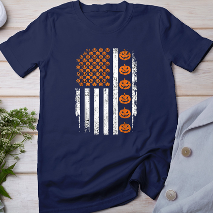 Patriotic Halloween American Flag Jack O Lantern USA Men T-Shirt