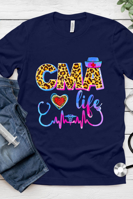 Leopard Tie Dye Cma Life Stethoscope Leopard Nurse Week T-Shirt