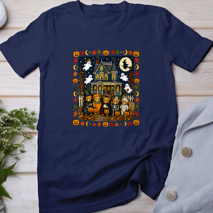 Cute Halloween Teddy Bears House Scene T-Shirt