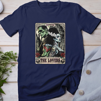 The Monster Frankenstein and Bride The Lovers Tarot Card T-Shirt