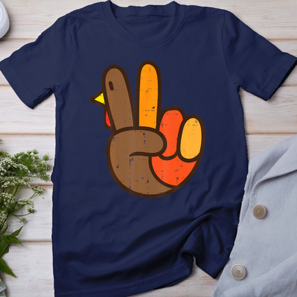 Peace Sign Turkey Hand Cool Thanksgiving Hippie Men Women T-Shirt