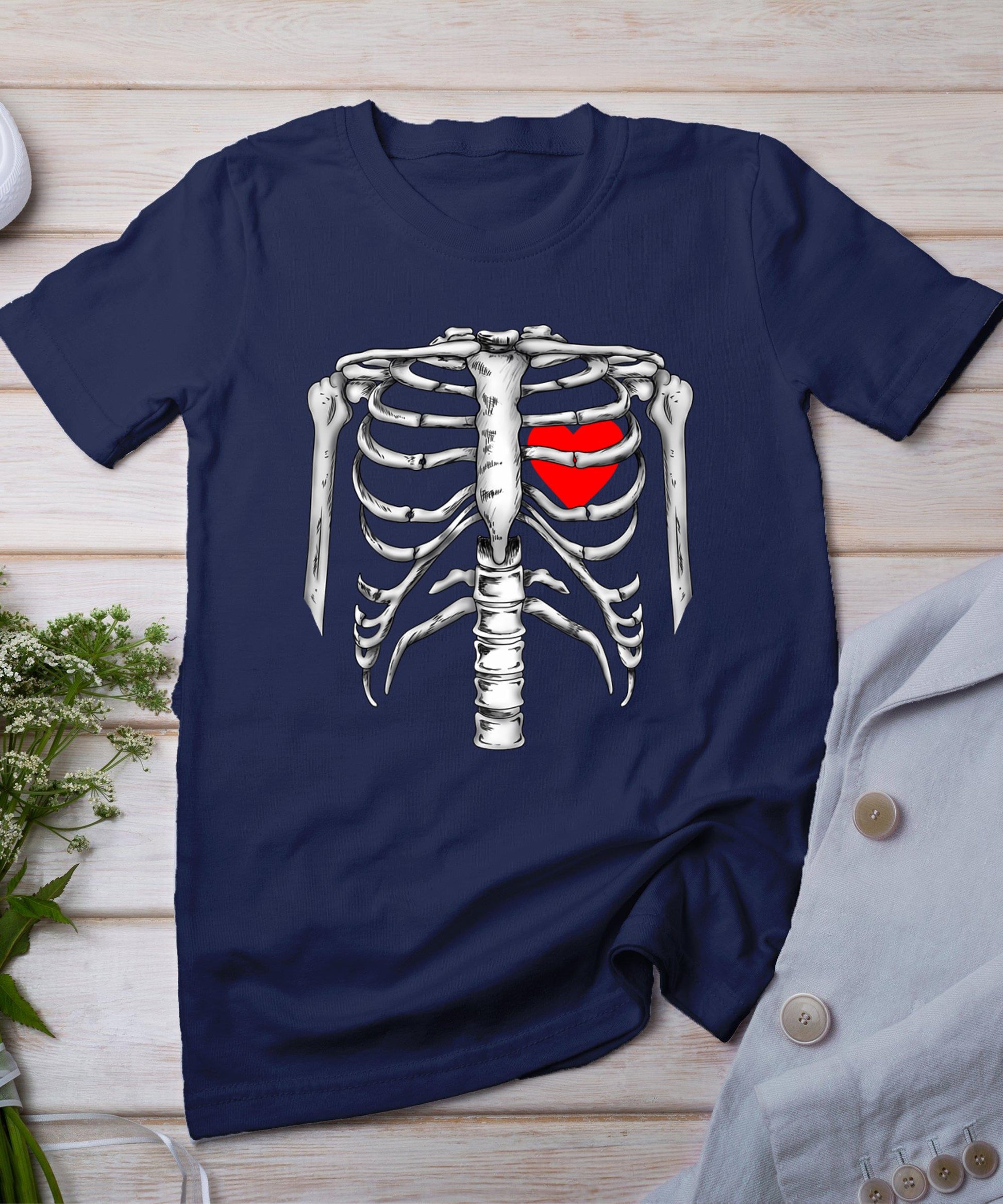 Skeleton Rib Cage Heart Xray Halloween Easy Costume T-Shirt