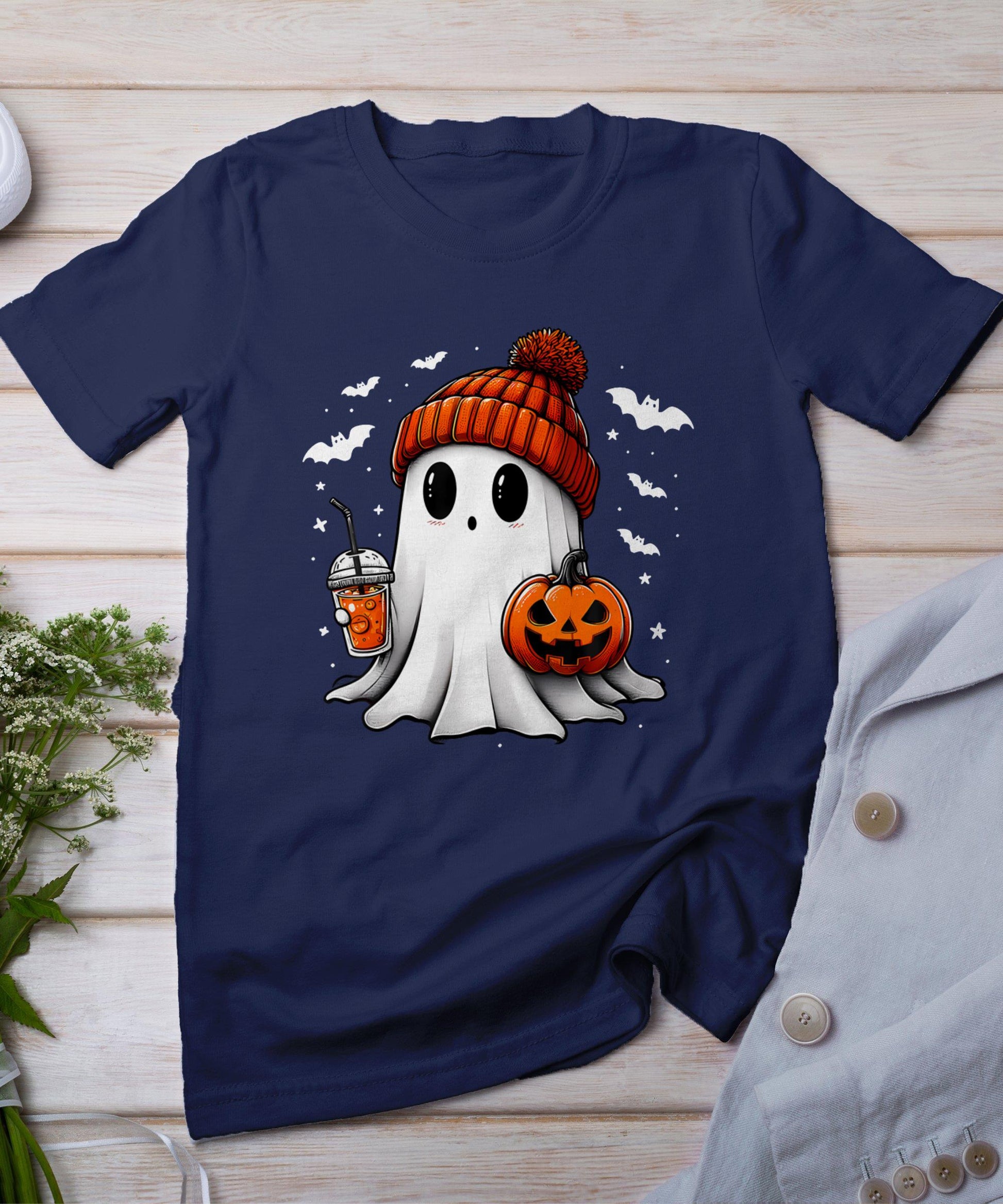 Cute Halloween Ghost Drink Pumpkin T-Shirt