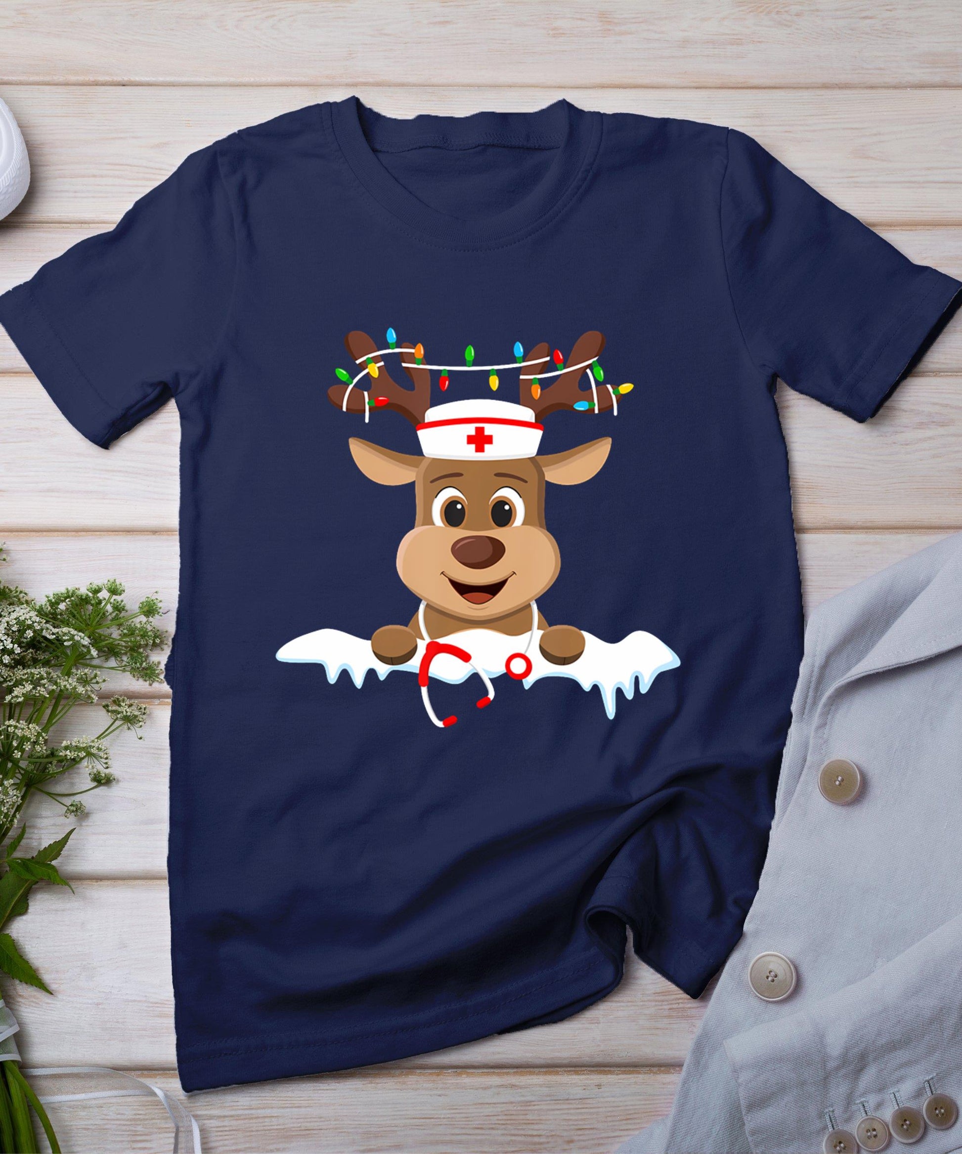 Christmas Nurse Love Nicu Rn Er Santa Reindeer Nurse Hat Elf T-Shirt