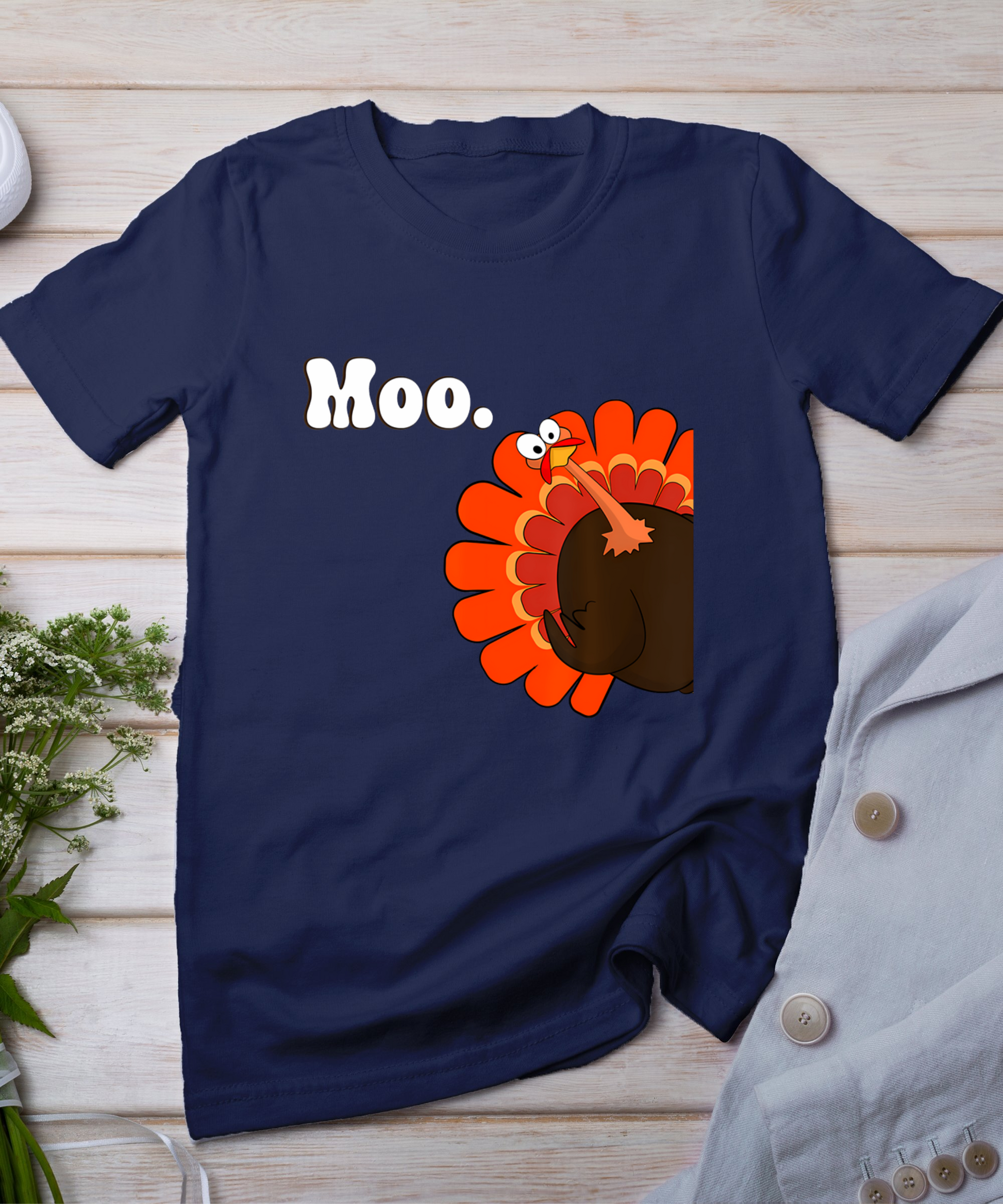 Turkey Moo Funny Thanksgiving T-Shirt