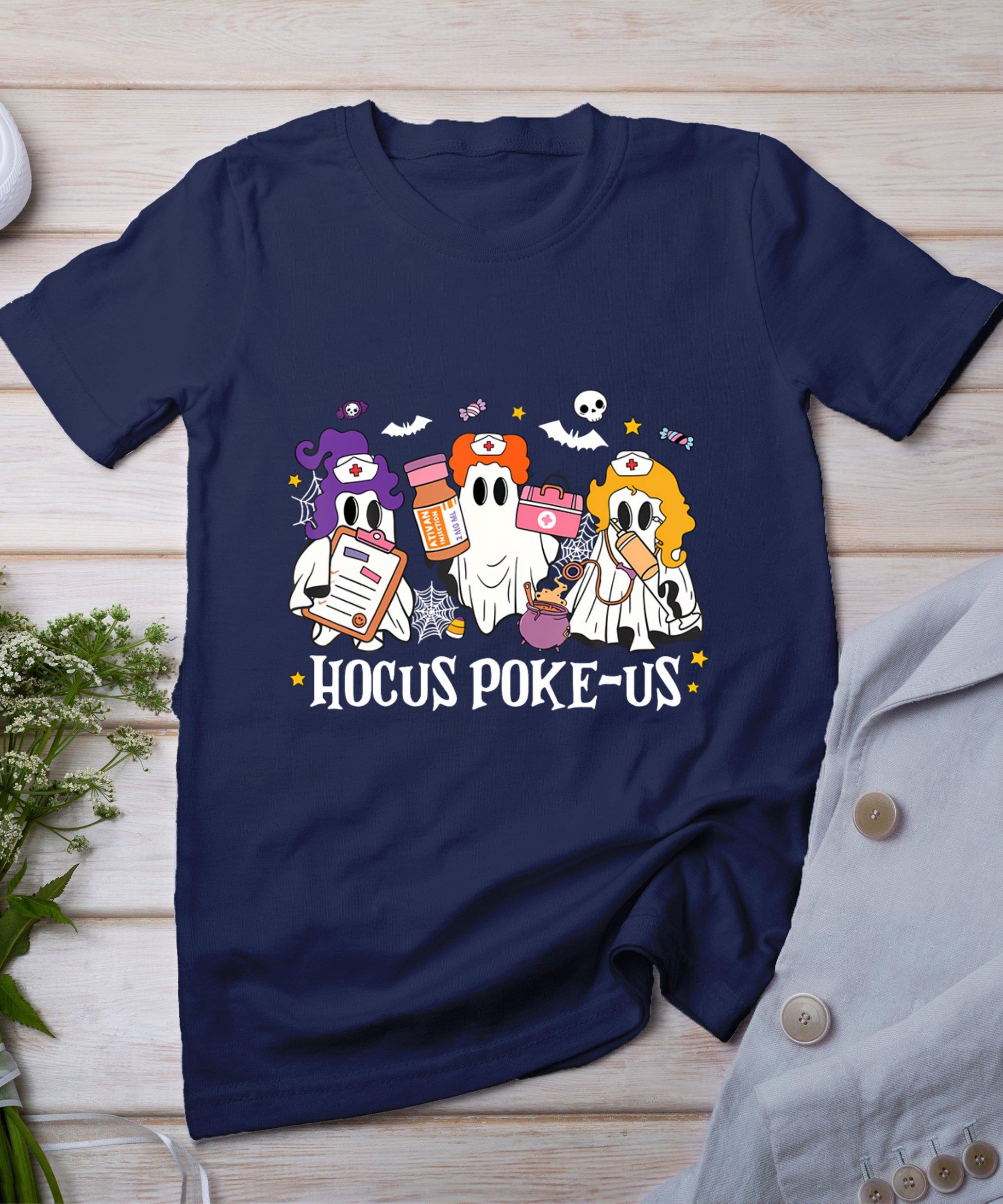 Hocus Poke-Us Witch Nurse Funny Halloween Spooky Health T-Shirt