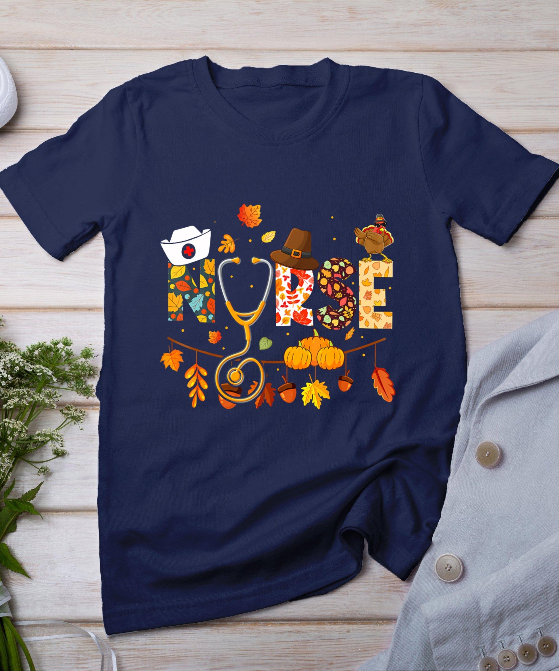 Nurse Thanksgiving Shirt Health Worker Nursing Fall Turkey T-Shirt