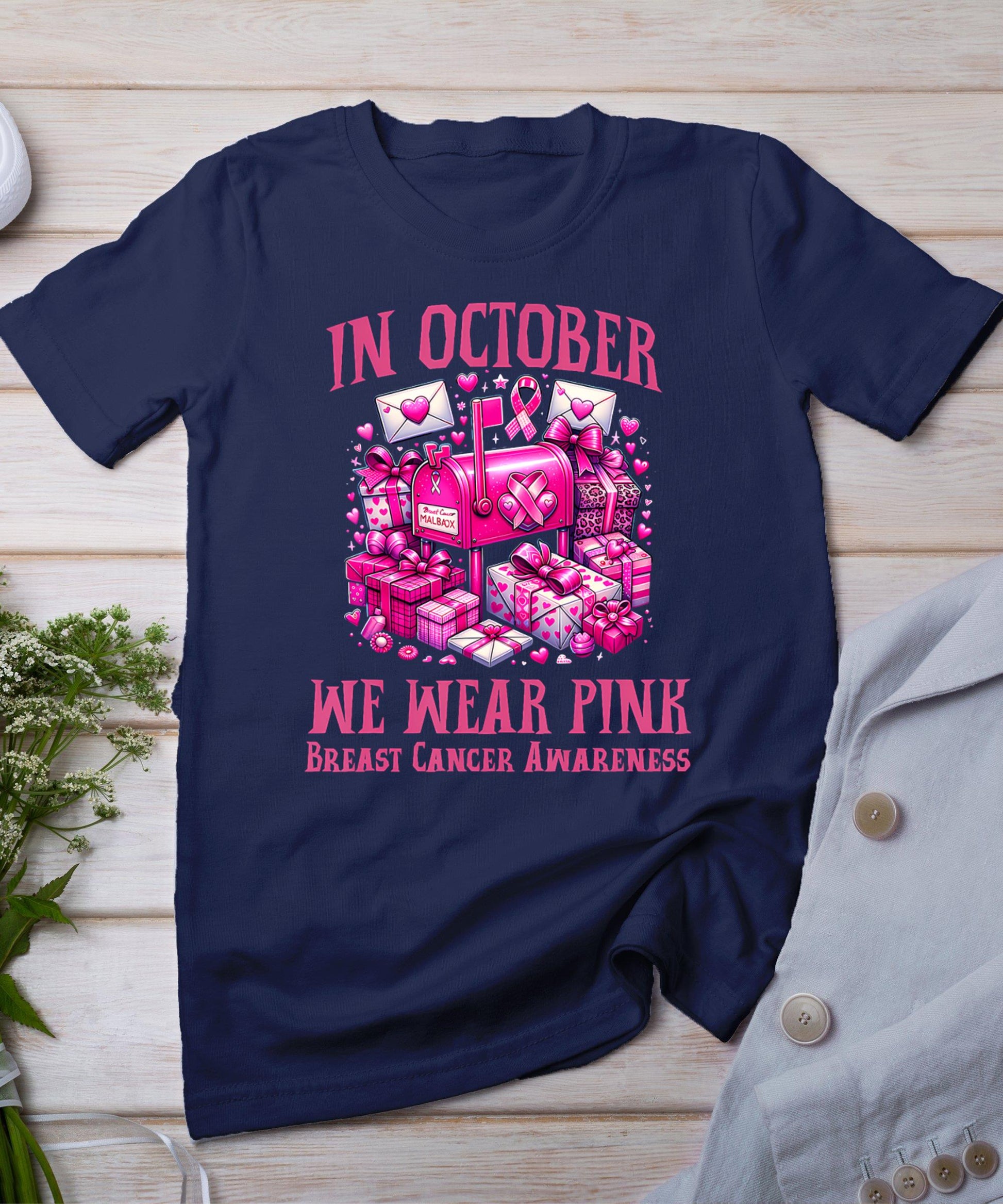 October We Wear Pink Breast Cancer Awareness Postal Worker T-Shirt