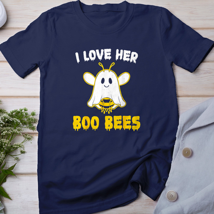 Funny I Love Her Boo Bees Couples Halloween Costume Men T-Shirt