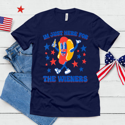 I'm Just Here For The Wieners Funny 4th Of July Hot-Dog T-Shirt