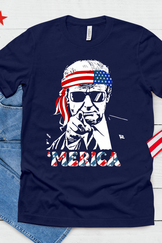 'Merica Trump Happy 4th Of July Trump American Flag T-Shirt