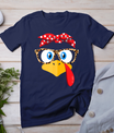 Thanksgiving Turkey Face Leopard Print Glasses Women Girls T-Shirt