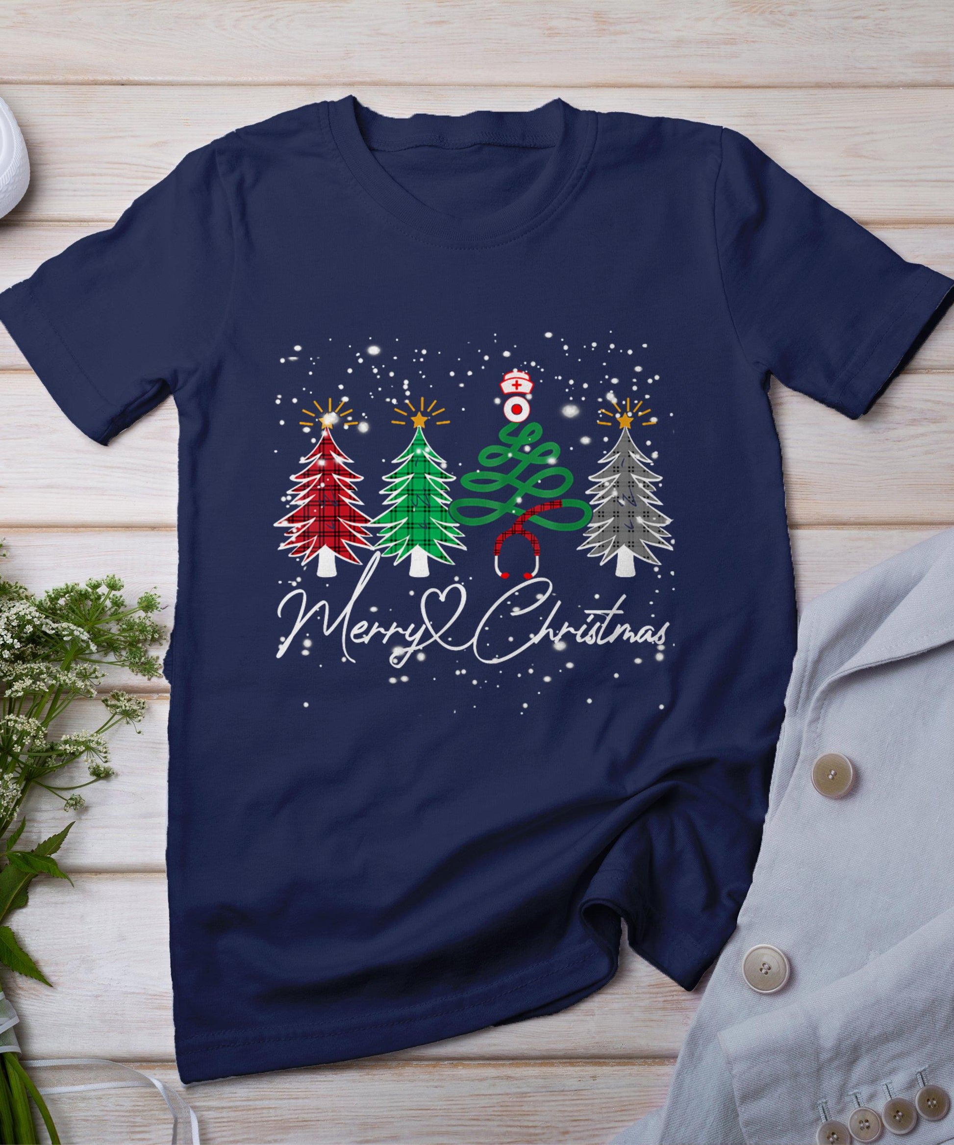 Nurse Christmas Tree Stethoscope Rn Lpn Scrub Nursing X-Mas T-Shirt