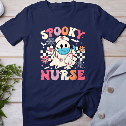 Spooky Nurse Ghost Halloween Cute Groovy Nursing Halloween T-Shirt