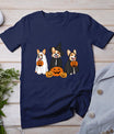 Retro Funny Ghost And Witch Corgi Dog Pumpkin Halloween Cute T-Shirt