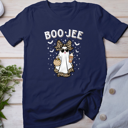 Boo-JEE Ghost Coffee Leopard Retro Cute Halloween T-Shirt