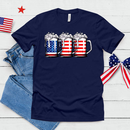 Beer American Flag 4th Of July Men Women Merica Drinking Usa T-Shirt