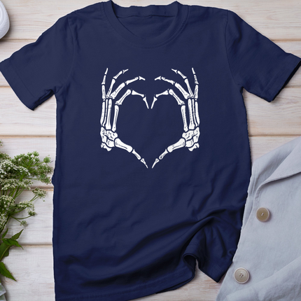 Skeleton Hands Heart Sign Retro Halloween Costume Women Girl T-Shirt