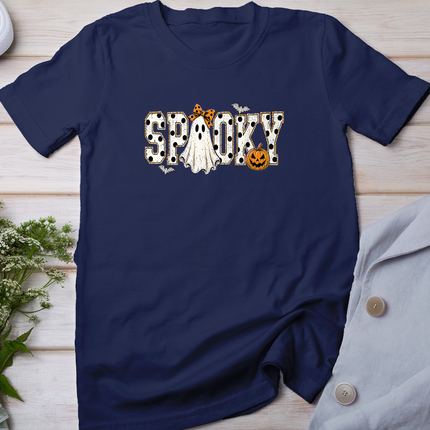 Retro Spooky Season Ghost Polka Dot Halloween Design T-Shirt