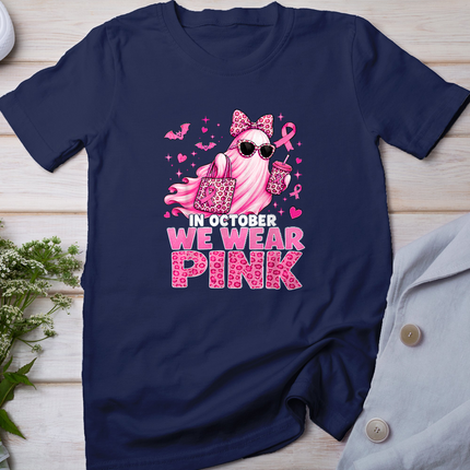 Halloween in October We Wear Pink Breast Cancer Awareness T-Shirt