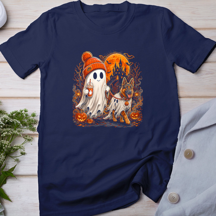 Funny Ghost Walking German Shepherd Halloween Dog Lover T-Shirt