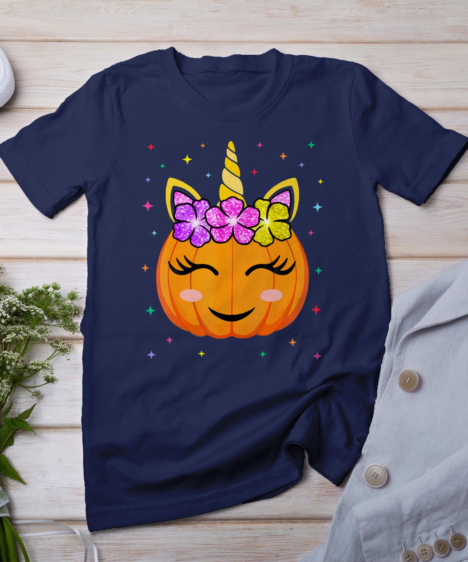 Cute Unicorn Pumpkin Girls Kids Funny Halloween T-Shirt