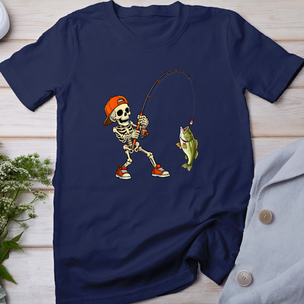 Halloween Skeleton Fishing Bass Fisherman Funny Spooky T-Shirt