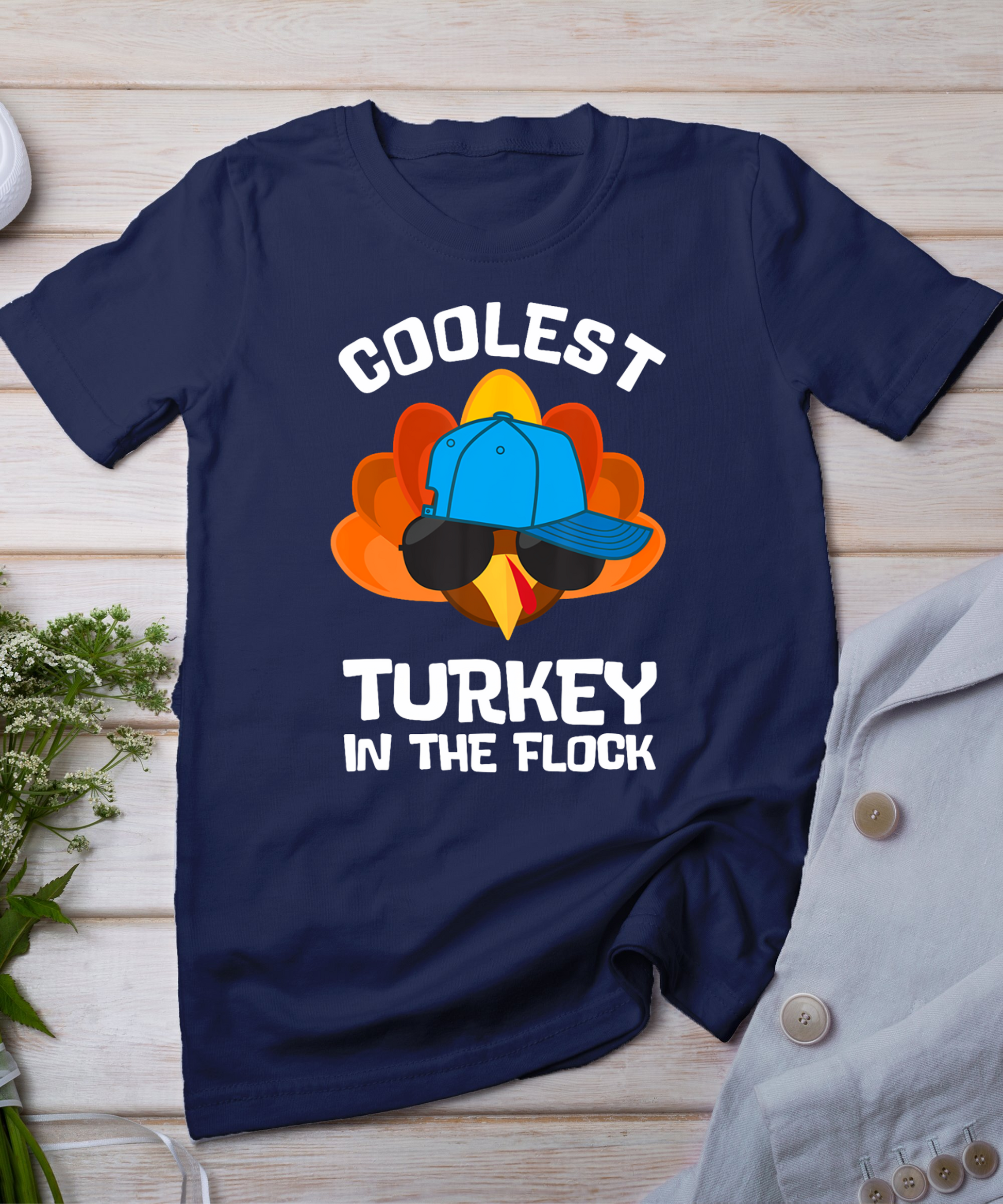 Coolest Turkey - Thanksgiving Toddler Kids Girls Boys Turkey T-Shirt