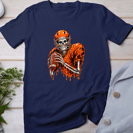 Skeleton Football Player Spooky Halloween Dripping Sports T-Shirt