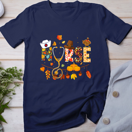 Nurse Thanksgiving Shirt Health Worker Nursing Fall Turkey T-Shirt