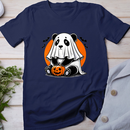 Spooky Panda Wearing A Ghost Halloween Costume Funny Horror T-Shirt