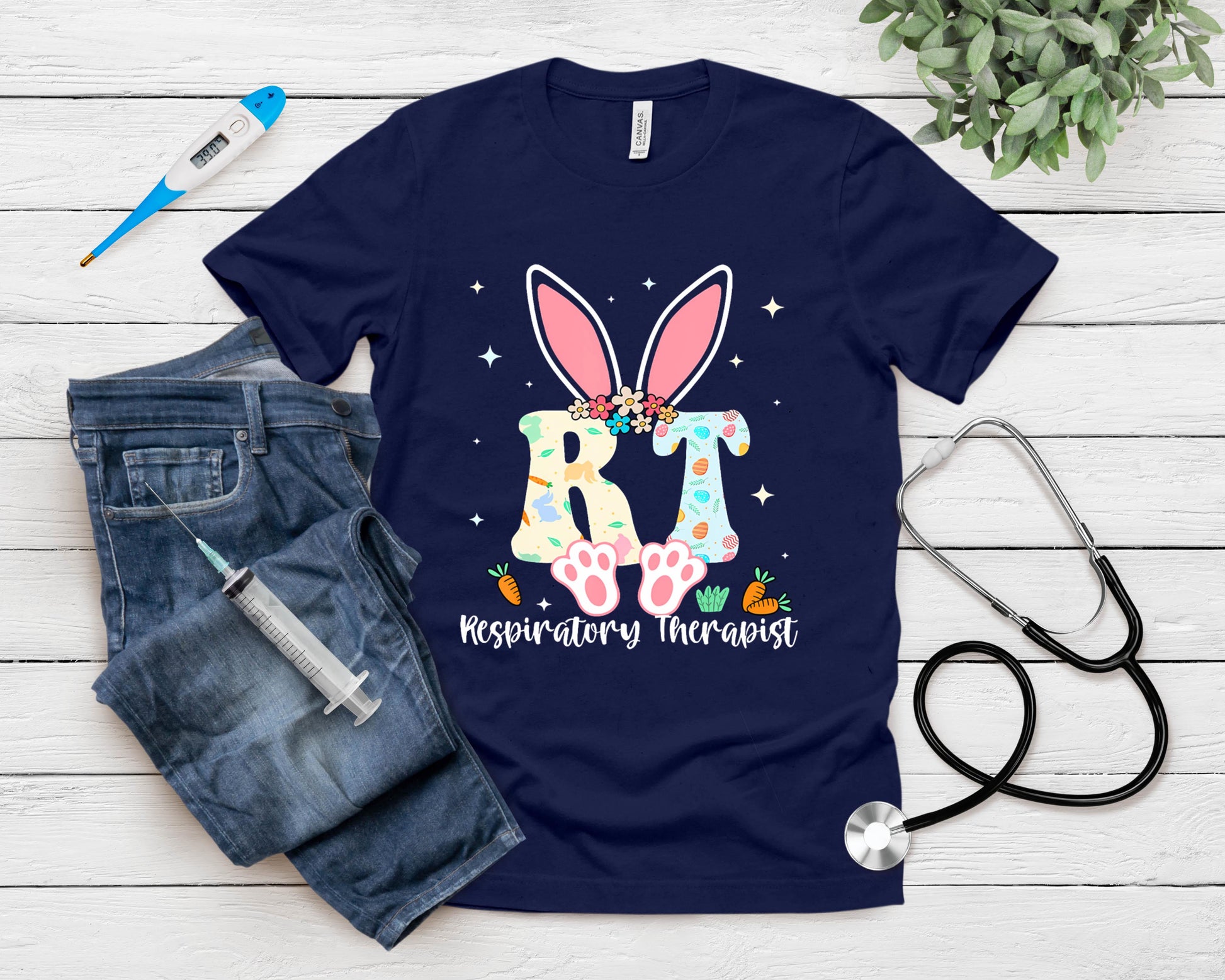 Respiratory Therapist Easter Day Bunny Rt Nurse T-Shirt